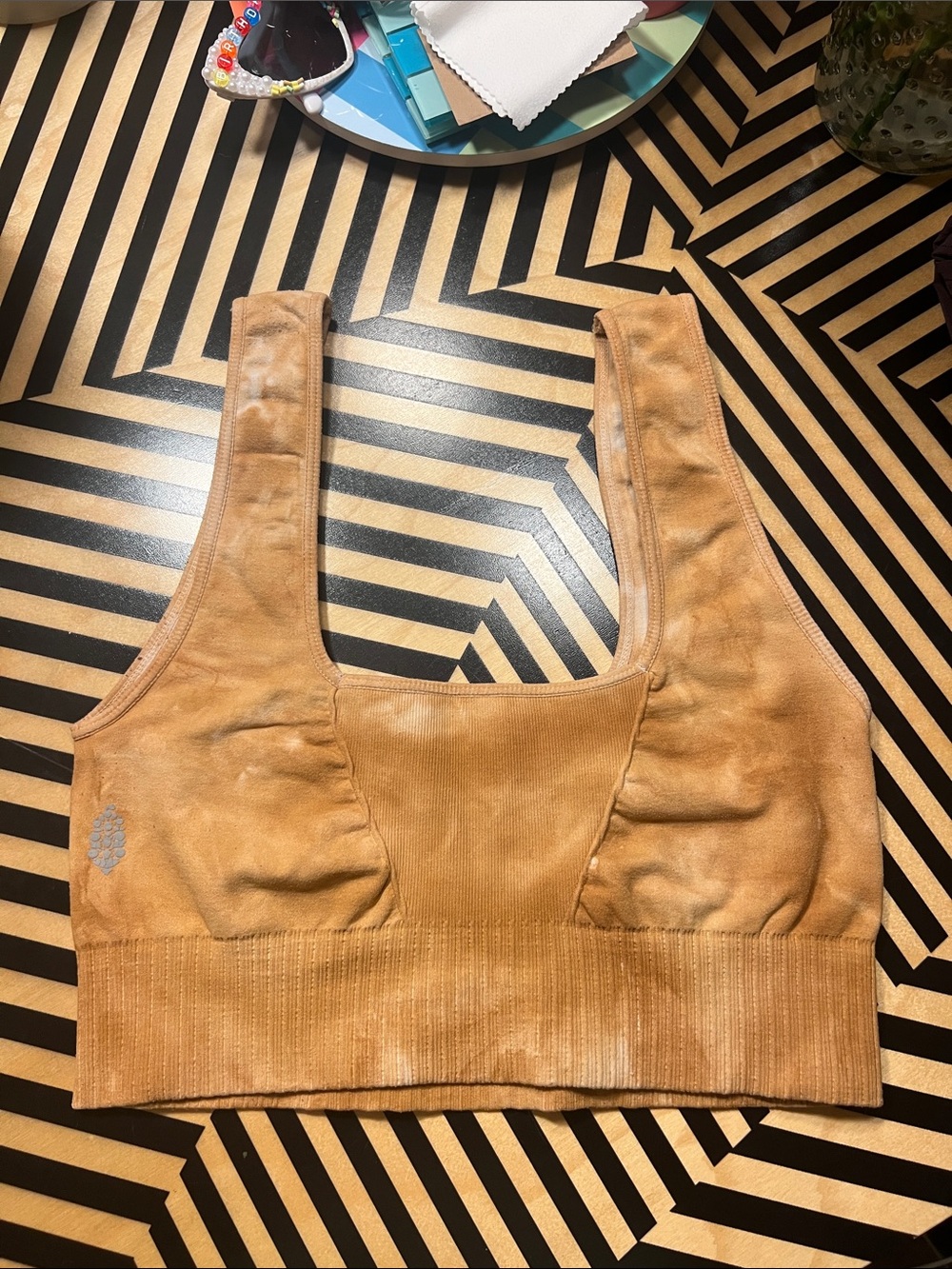 Seamless Ribbed Support Bralette in Tan